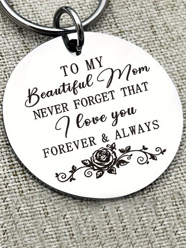 To My Beautiful Mom Keychain, Stainless Steel Keychain for Women, Fashion Jewelry for Party, Daily Clothing Decor, Trendy All-match & Exquisite Jewelry for Gift