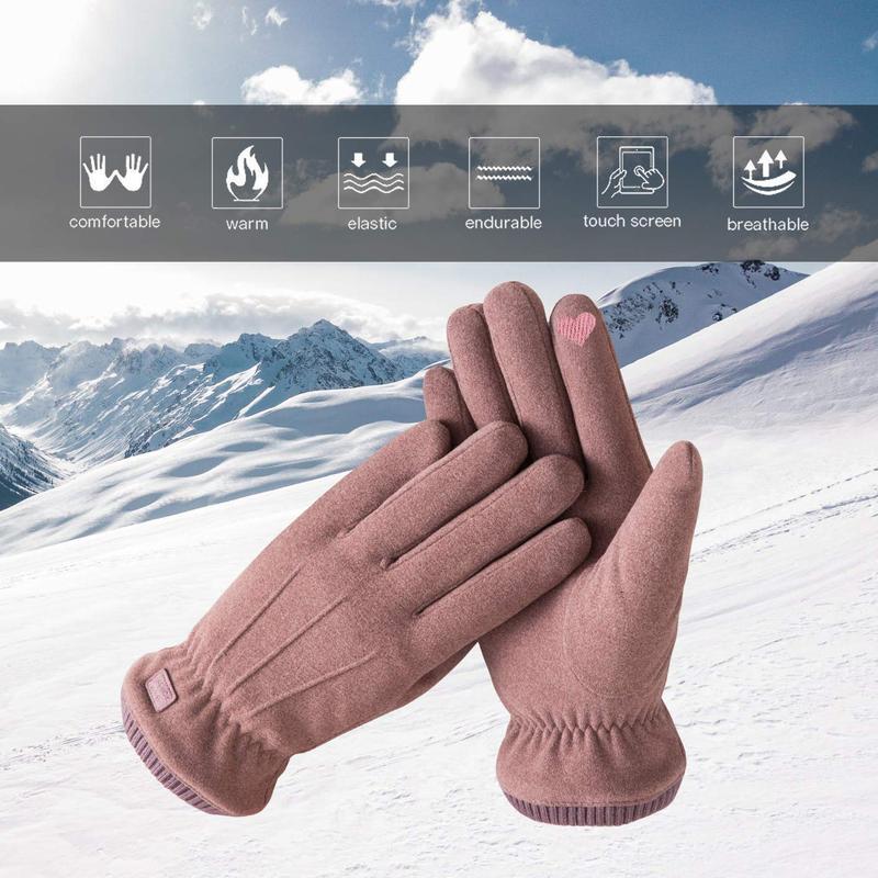 CozyTouch Women's Winter Gloves, Soft Fleece & Suede, Warm Fur Lining, Touch Screen Compatible, Thermal Gloves for Hiking & Outdoor Activities