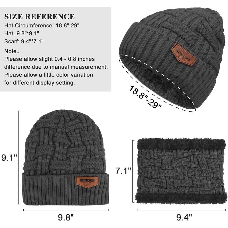 3-Pieces Winter Beanie Hat Scarf and Touch Screen Gloves Set Warm Knit Skull Cap for Men Women