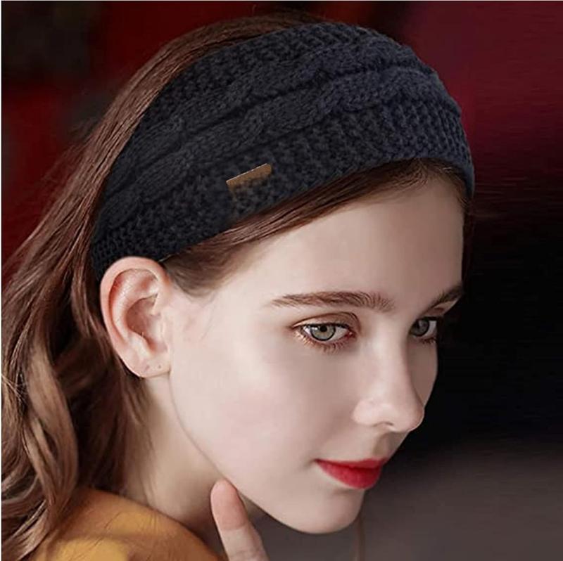 2 Pack Headbands for Women Winter Warm  Knit Ear Warmer Thick  Wrap Fuzzy Fleece Lined Gifts