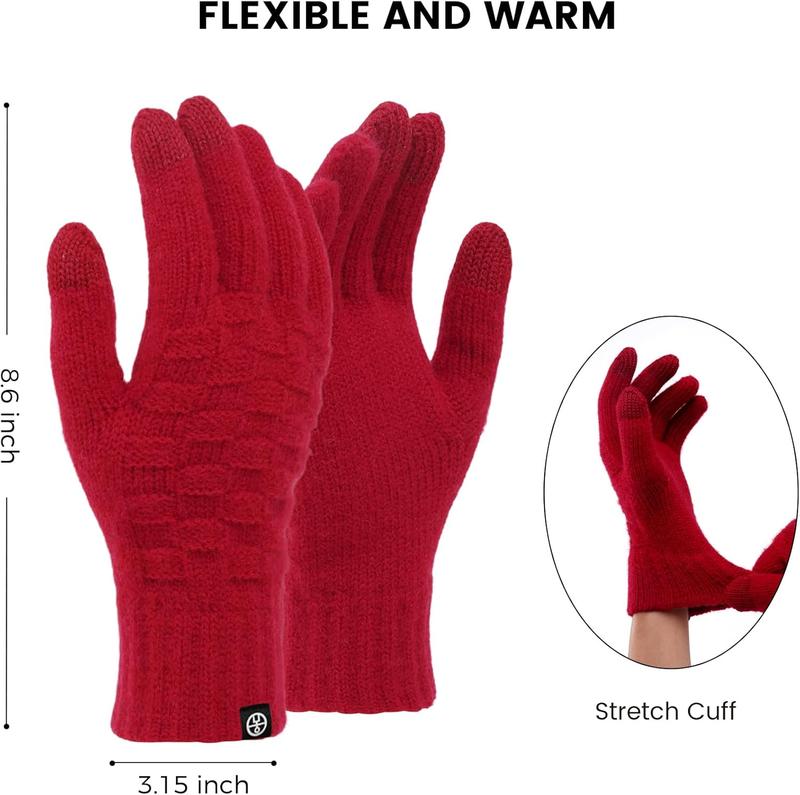 Winter Gloves for Women Men Therl Knit Elastic Soft Warm Touch Screen Friendly Glove for Cold Weather