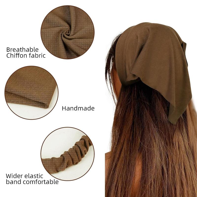 8 Pack Large Scarf Headbands for Women, Elastic Boho Triangle Bandana Head Scarves