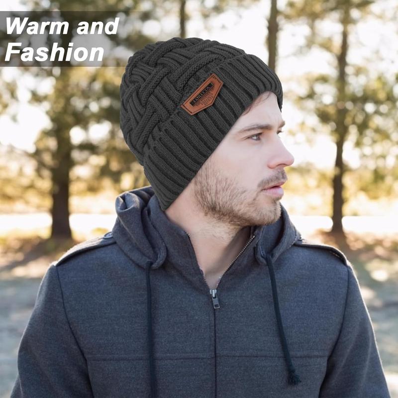 3-Pieces Winter Beanie Hat Scarf and Touch Screen Gloves Set Warm Knit Skull Cap for Men Women