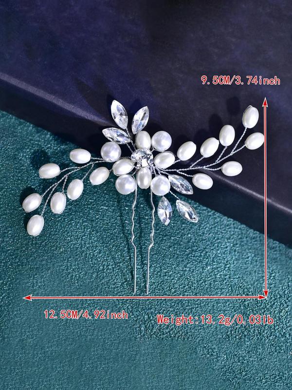 Faux Pearl & Rhinestone Decorated Hair Comb, Elegant Hair Accessories for Wedding Bridal Party Formal Occasions, Minimalist Headwear Suitable for Thick Hair