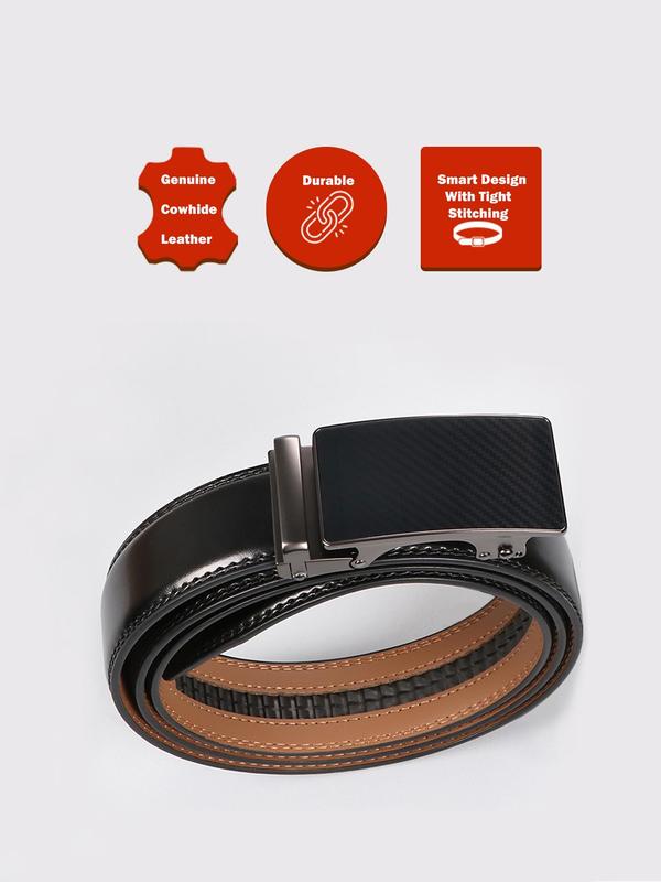 Men's Automatic Leather Belt, Business Casual Waistband with Adjustable Buckle, Fashion Accessories for Daily Wear