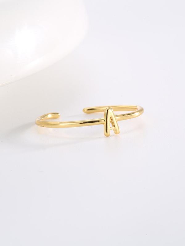 Women's Elegant 26 Letter Design Cuff Ring, Vintage Trendy Engagement Ring, Chic All-match Jewelry for Daily & Party Decor