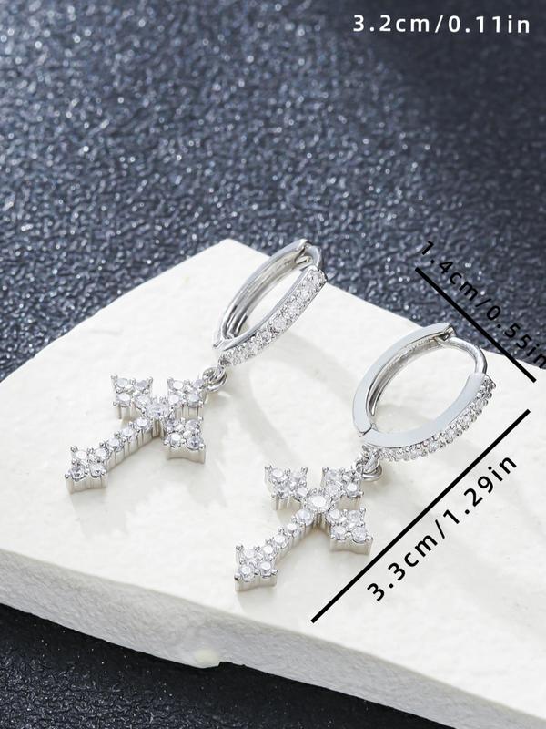 1 Pair Rhinestone Decorated Hoop Earrings, Fashionable Dangle Earrings for Men, Classic and Versatile Accessories