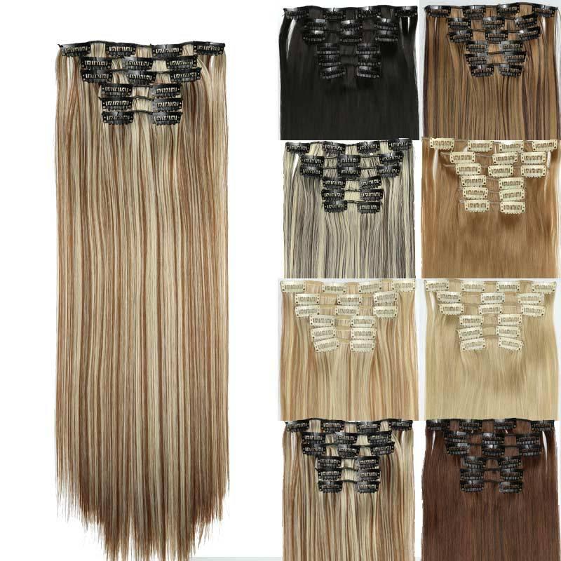 24 Inch Long Straight Synthetic Hair Extensions, 6 pcs Clip in Wigs for Women’s Daily Use, Gorgeous Natural Fluffy Hairpieces with Great Quality, 2025 Trendy Female Matching Wigs for all Occasions