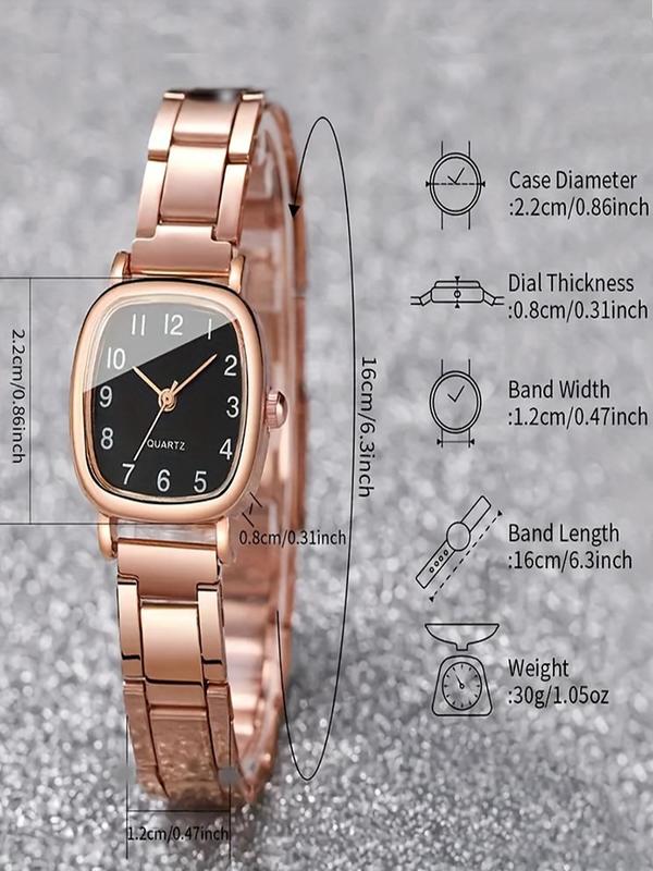 Women's Elegant Rhinestone Decor Heart Design Quartz Watch & Jewelry Set, Including Round Dial Watch & Stud Earrings & Pendant Necklace & Ring & Bracelet, Fashion Watch Set for Party, Daily Decor