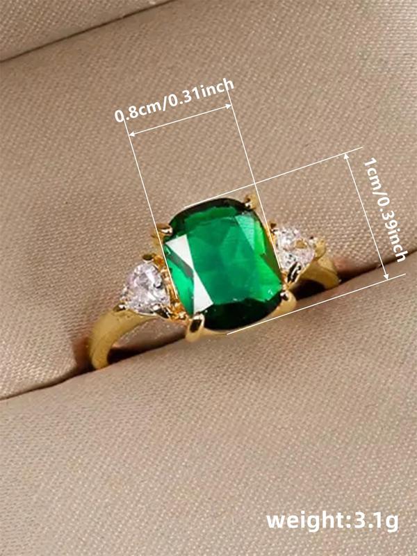 Elegant Rhinestone Decorated Geometric Shaped Design Ring, Fashion Accessories for Women for Party, Daily Clothing Decor, Trendy All-match & Exquisite Jewelry for Birthday Gift