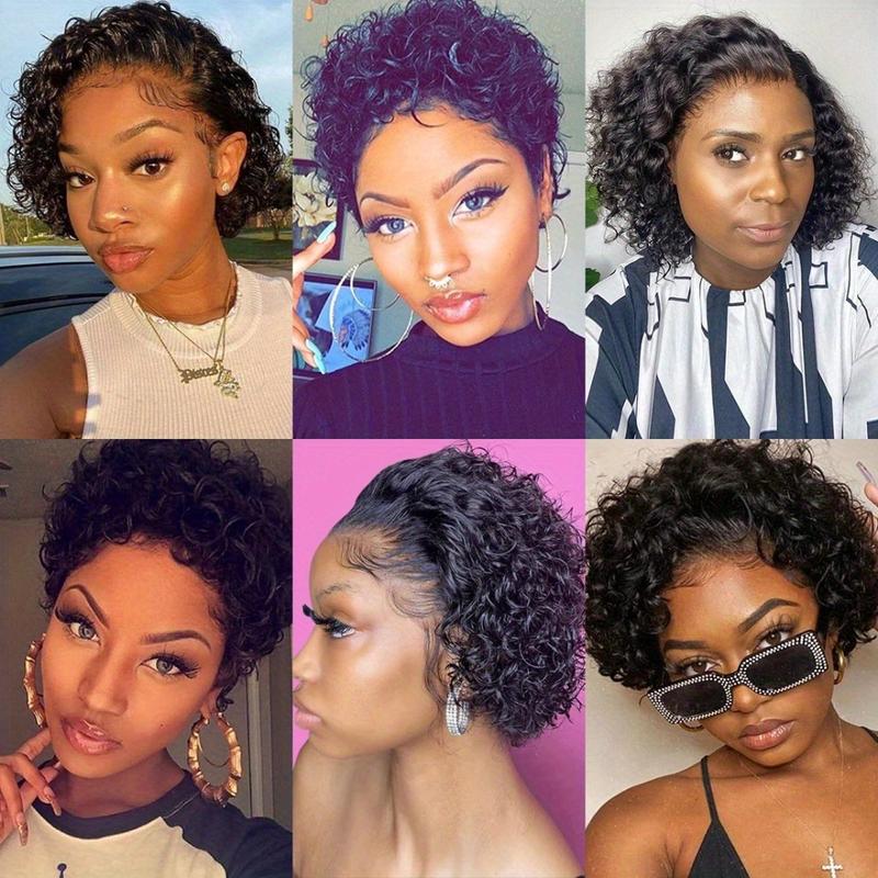 Lnyk&Beauty Hair Pixie Cut Short Curly Human Hair Lace Front WigsTransparent Lace 13X1 Wig Suitable For Women