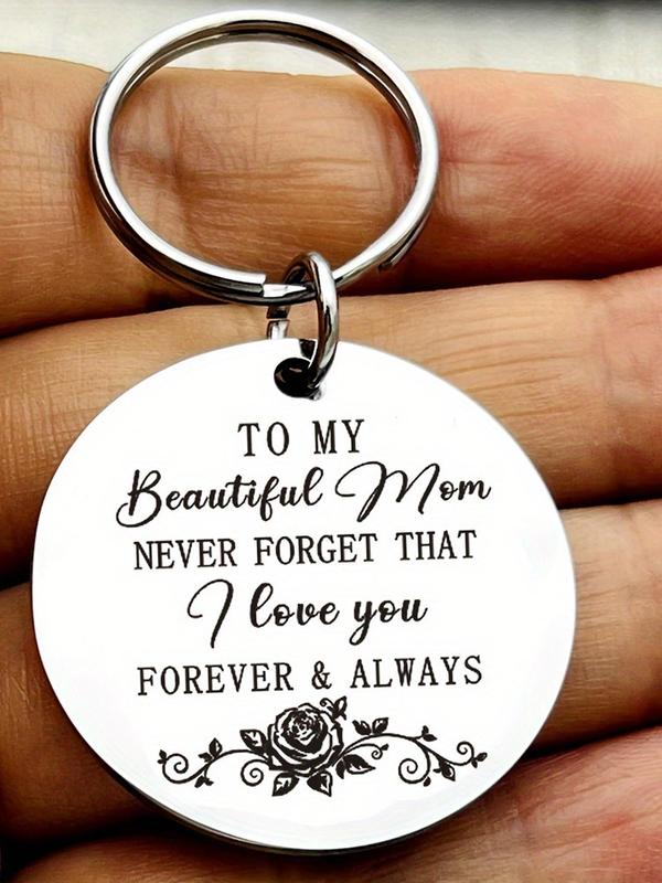 To My Beautiful Mom Keychain, Stainless Steel Keychain for Women, Fashion Jewelry for Party, Daily Clothing Decor, Trendy All-match & Exquisite Jewelry for Gift