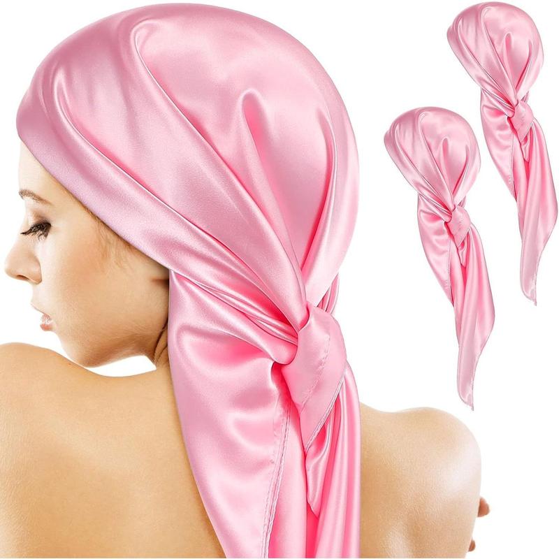 35 Inch Silk Head Scarf 2 count Large Square Neck Scarf Sleeping Hair Wrapping Satin Scarf for Women