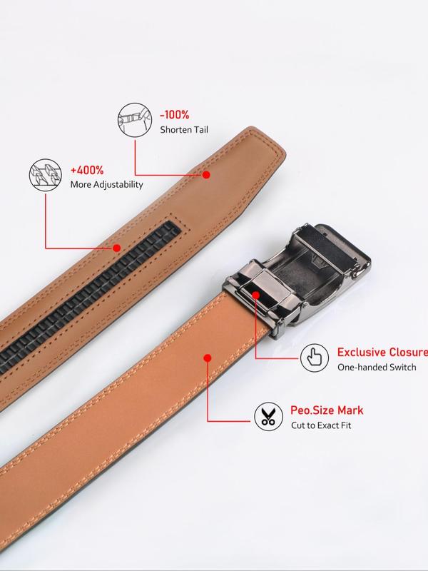 Men's Automatic Leather Belt, Business Casual Waistband with Adjustable Buckle, Fashion Accessories for Daily Wear