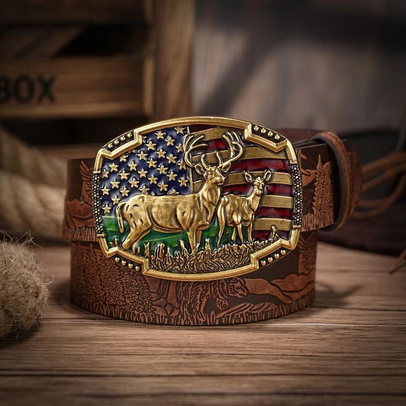 Deer Belt Buckle for Men, Patriotic American flag Deer Belt Buckle, Elk Deer Belt Buckle, Norse Viking Deer Head Belt Buckle, Punk Deer Belt Buckle, Western Cowboy Belt Buckle chao ren ed c