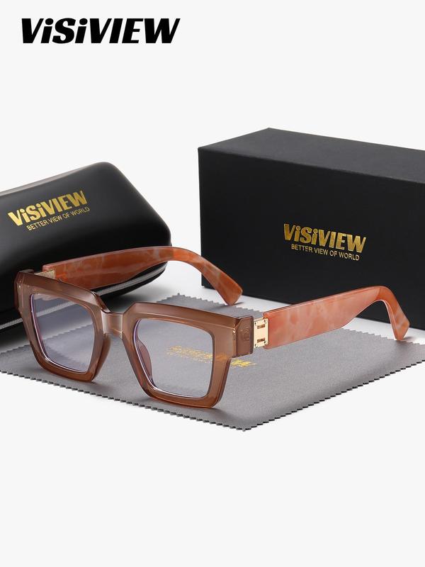 Unisex Stylish Full-frame Glasses, Trendy Square Frame Anti-blue Light Glasses with Box, Fashion Eyewear Accessories for Outdoor Activities