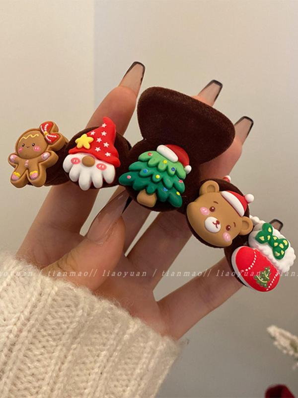 Cute Christmas Themed Hair Claw, Fashionable Hair Accessories for Women & Girls, Minimalist Headwear Suitable for Thick Hair