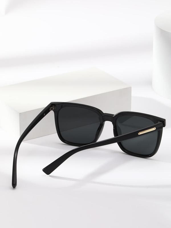 Unisex Simple Style Plain Color Sunglasses, Trendy Casual Square Frame Sunglasses for Everyday Use, Fashion Accessories for Outdoor Activities