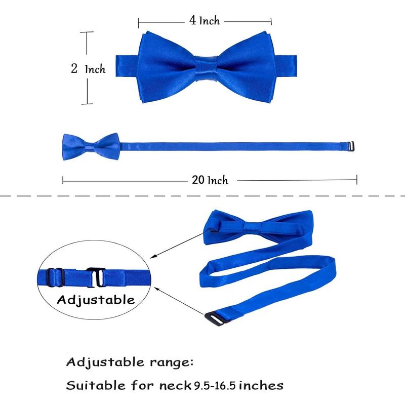 Boys Child Kids Bow ties - Adjustable Pre Tied Solid Color Wedding Party Bowties