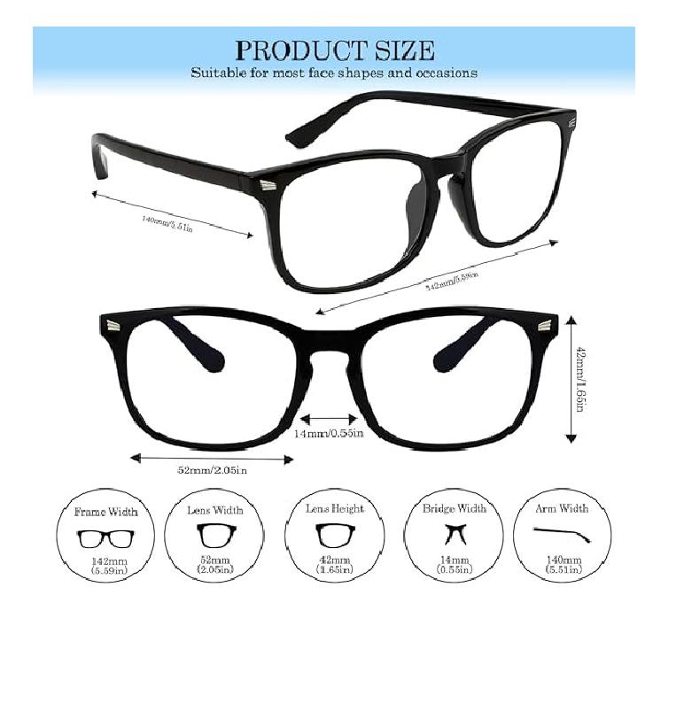 2024 Games Glasses, 2 Pack Clear Frame Glasses for Women Men,, Fashion Lightweight Eyeglasses for Work