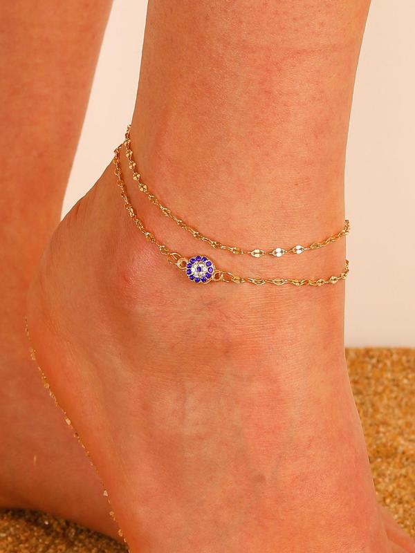 Elegant Rhinestone Eye Design Anklet for Women & Girls, Fashion Jewelry for Party, Daily Clothing Decor, Trendy All-match & Exquisite Jewelry for Gift