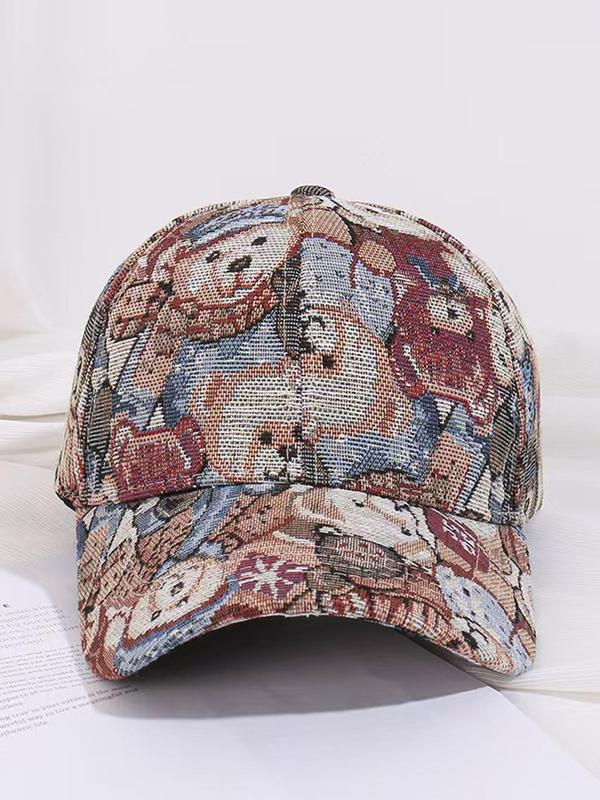 Cute Cartoon Bear Print Baseball Cap, Casual Outdoor Sun Protection Cap for Women & Men, Fashion  Vintage Hat for Party, Daily Clothing Decor