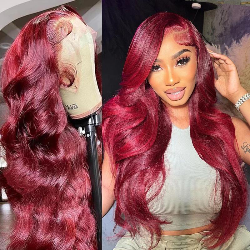 # 99J body wave wig Burgundy 13x6 full frontal human hair wigs