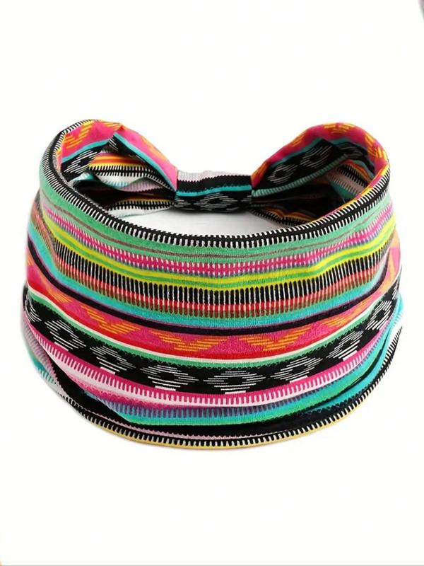 Women's Geometric & Striped Print Hair Band, Fashion Boho Hair Band, Summer Sporty Hair Band for Gym Workout Yoga, Summer Accessories