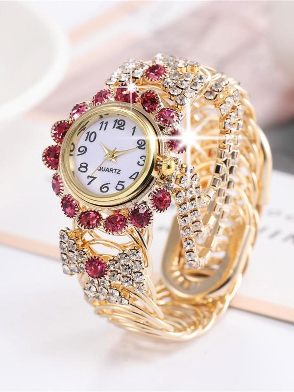 Women's Luxury Rhinestone Decorated Quartz Watch, Exquisite Trendy Wristwatch, Fashionable Watch for Women As Gift without Box