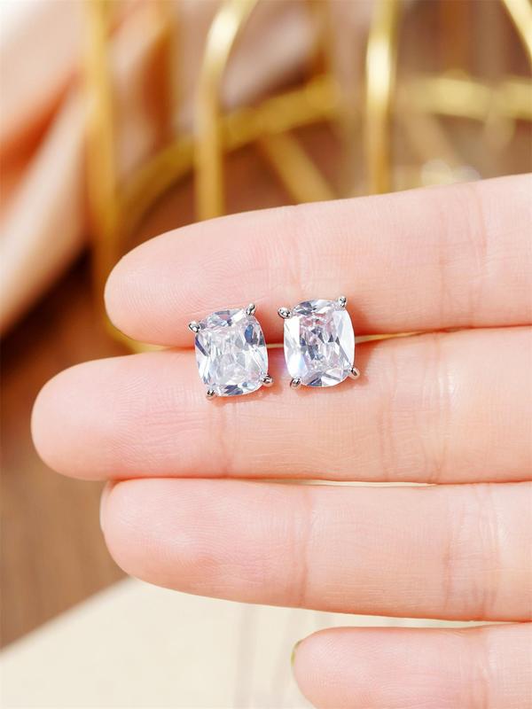 Rhinestone Decorated Stud Earrings, Copper Jewelry for Party, Daily Clothing Decor, Trendy All-match & Exquisite Jewelry for Birthday Gift