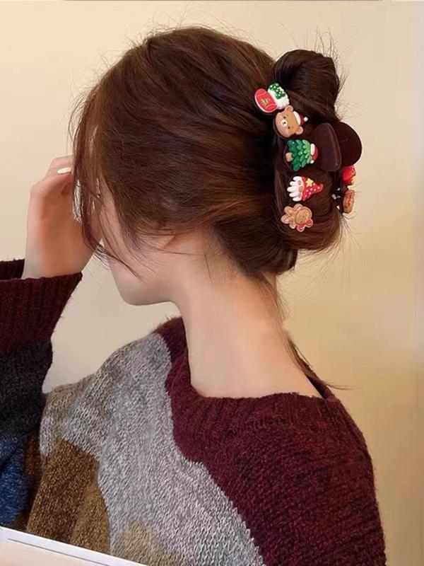 Cute Christmas Themed Hair Claw, Fashionable Hair Accessories for Women & Girls, Minimalist Headwear Suitable for Thick Hair