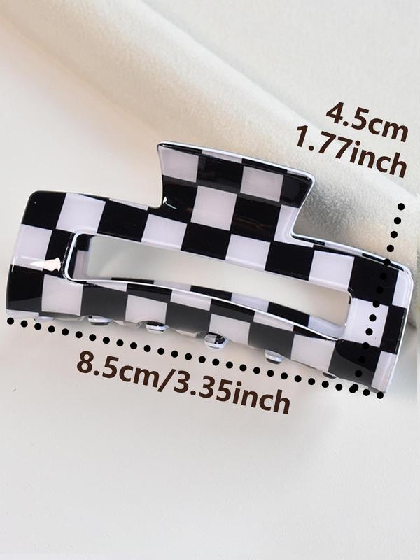 Checkerboard Pattern Hair Claw, Casual Versatile Hair Accessories for Women, Minimalist Headwear Suitable for Thick Hair, Fashion Hair Accessories for Party, Daily Clothing Decor