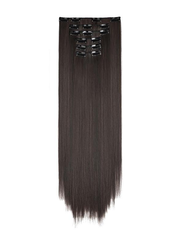 24 Inch Blonde Long Straight Hair Extension, Clip in Hair Extensions for Women, Striking Natural Fluffy Hairpieces for Daily & Party Hairstyle Decoration, 2024 Summer Fashion Accessories