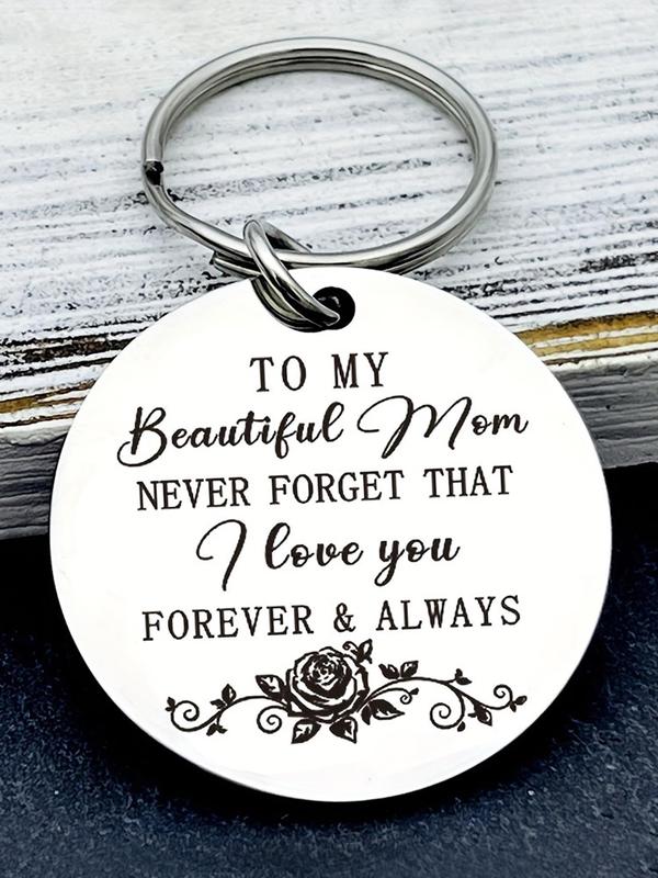 To My Beautiful Mom Keychain, Stainless Steel Keychain for Women, Fashion Jewelry for Party, Daily Clothing Decor, Trendy All-match & Exquisite Jewelry for Gift