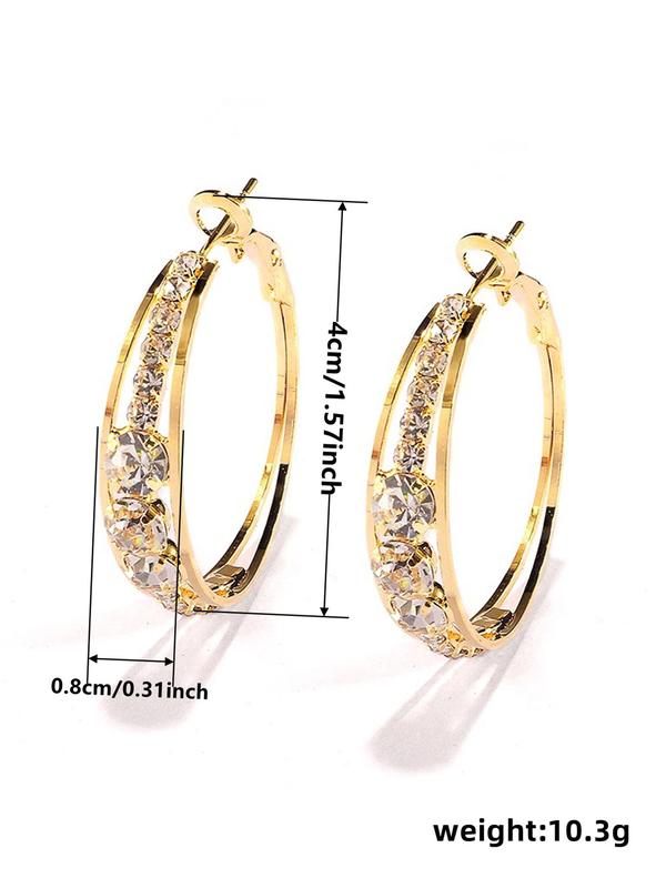 Fashion Rhinestone Decorated Hoop Earrings, Elegant Women's Anniversary Wedding Party Accessories, Minimalist Romantic Aesthetic Jewelry Gift for Her