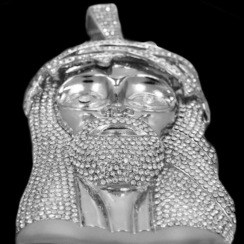 MEN'S JUMBO SIZE JESUS HEAD HIP HOP ICED GOLD SILVER PLATED CUBIC ZIRCONIA BLING CHARM PENDANT JEWELRY ACCESSORY