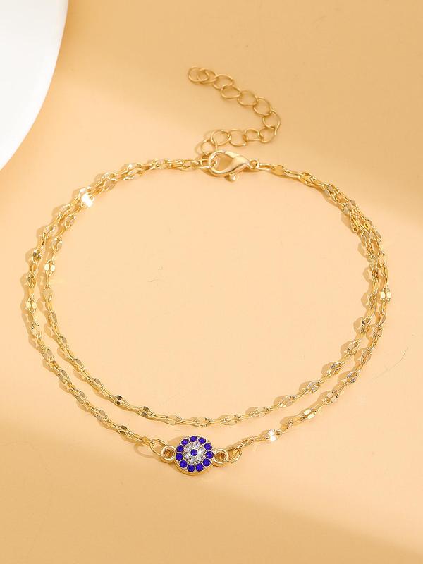 Elegant Rhinestone Eye Design Anklet for Women & Girls, Fashion Jewelry for Party, Daily Clothing Decor, Trendy All-match & Exquisite Jewelry for Gift