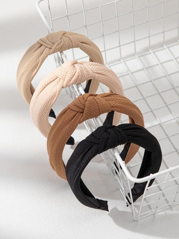 Women's Simple Plain Knotted Decorative Polyester Hair Hoops, Fall New Headbands for Women, Casual and Versatile Daily Makeup Face Wash Hair Accessories