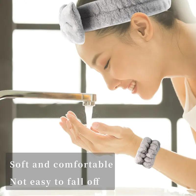 Wash Face Headbands For Women Coral Fleece Hair Bands Cuff Waterproof Bands Absorbent Wristbands Head Band Hair Accessories