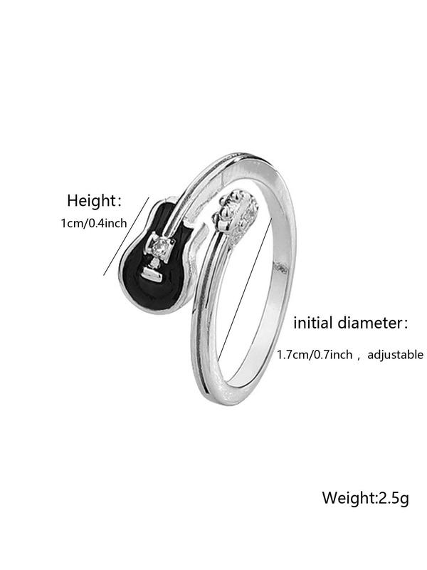 Unisex Street Trend Guitar Design Cuff Ring, Trendy Vintage Cuff Ring, Fashionable Hip Hop Novelty Jewelry for Men & Women