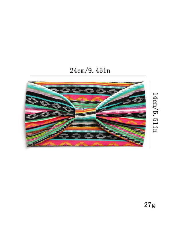 Women's Geometric & Striped Print Hair Band, Fashion Boho Hair Band, Summer Sporty Hair Band for Gym Workout Yoga, Summer Accessories