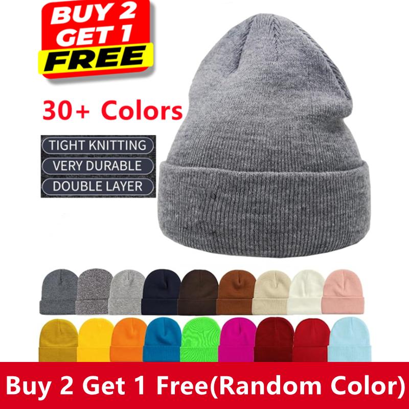 Beanie Hats Cap Plain Knit Ski Skull Cuff Winter Warm Slouchy Men Women Unisex