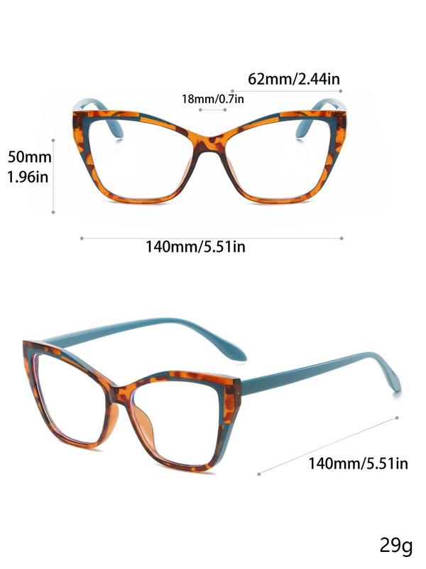 2024 Retro New Trend Eyeglasses, Trendy Colorblock Eyeglasses for Everyday Use, Fashion All-match Large Cat Eye Frame Eyewear, Travel Accessories