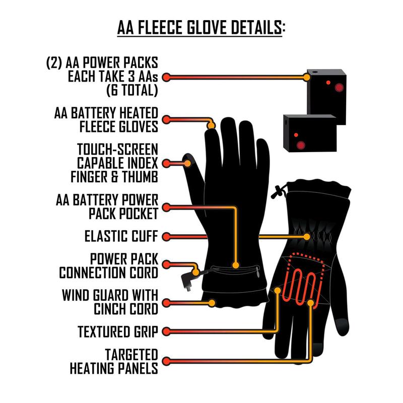 ActionHeat AA Battery Heated Fleece Gloves