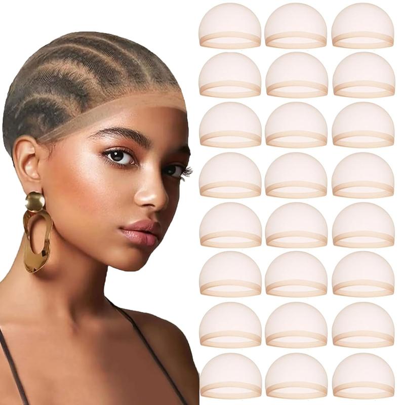 Bling Hair 24 Pcs HD Wig Caps High Quality Transparent HD Hair Nets Weave Nylon Stretchy Lace Front Wig Cap for Women Men Light Brown