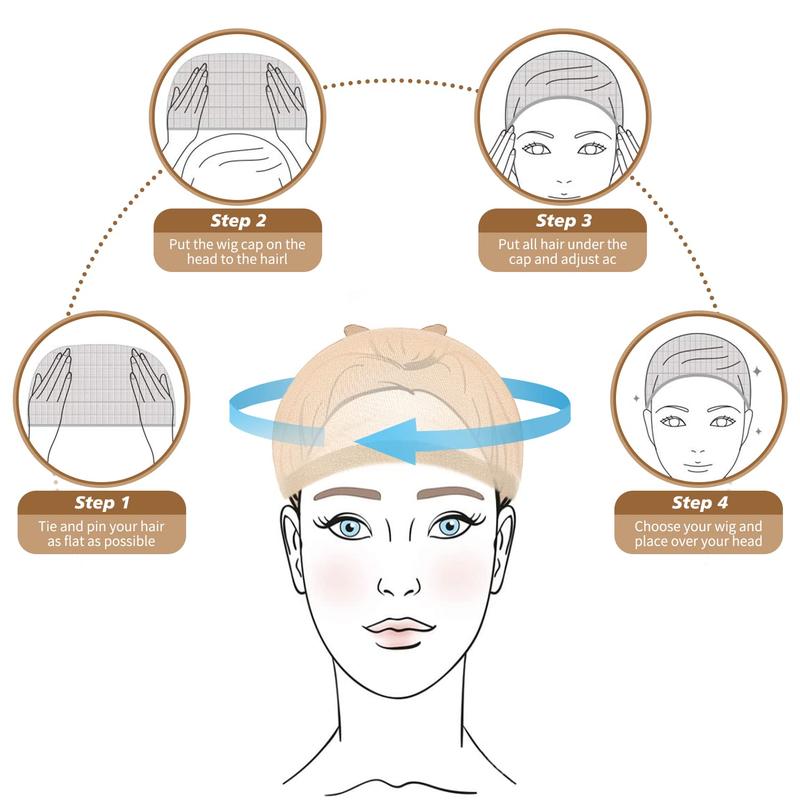 Bling Hair 24 Pcs HD Wig Caps High Quality Transparent HD Hair Nets Weave Nylon Stretchy Lace Front Wig Cap for Women Men Light Brown