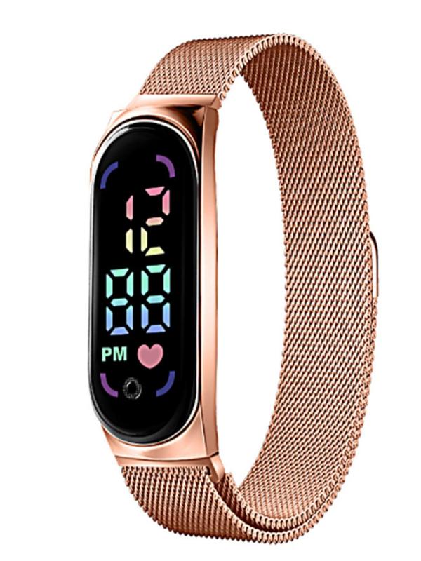 Women's Fashion Digital Watch, 2024 New Style Casual Digital Watch with Magnetic Milanese Strap, Trendy All-match & Exquisite Watch for Birthday Gift