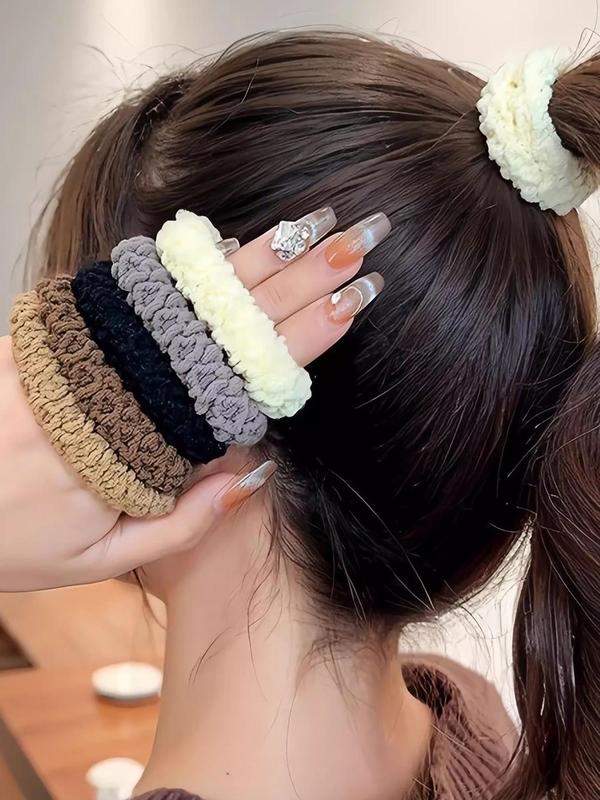 Solid Color High Stretch Hair Ties, Casual Simple Hair Accessories for Women & Girls, Minimalist Headwear Suitable for Thick Hair