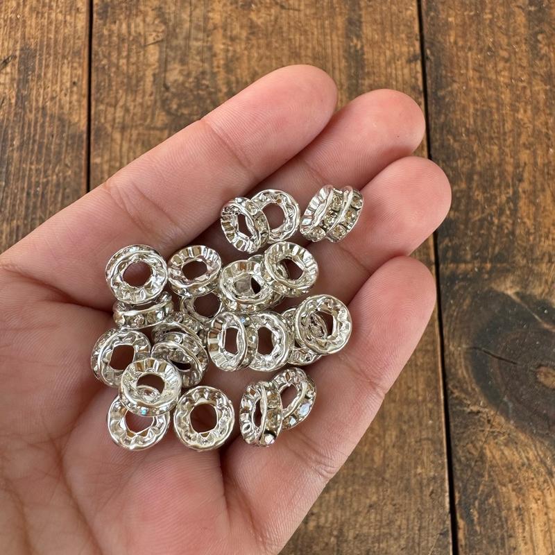 50pc - 10mm Wide Hole Rhinestone Spacers for Cup Charms