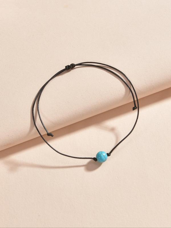 Simple Style Turquoise Texture Anklet, Fashionable Foot Jewelry for Women & Girls, Fashion Jewelry for Party, Daily Clothing Decor, Trendy All-match & Exquisite Jewelry for Birthday Gift